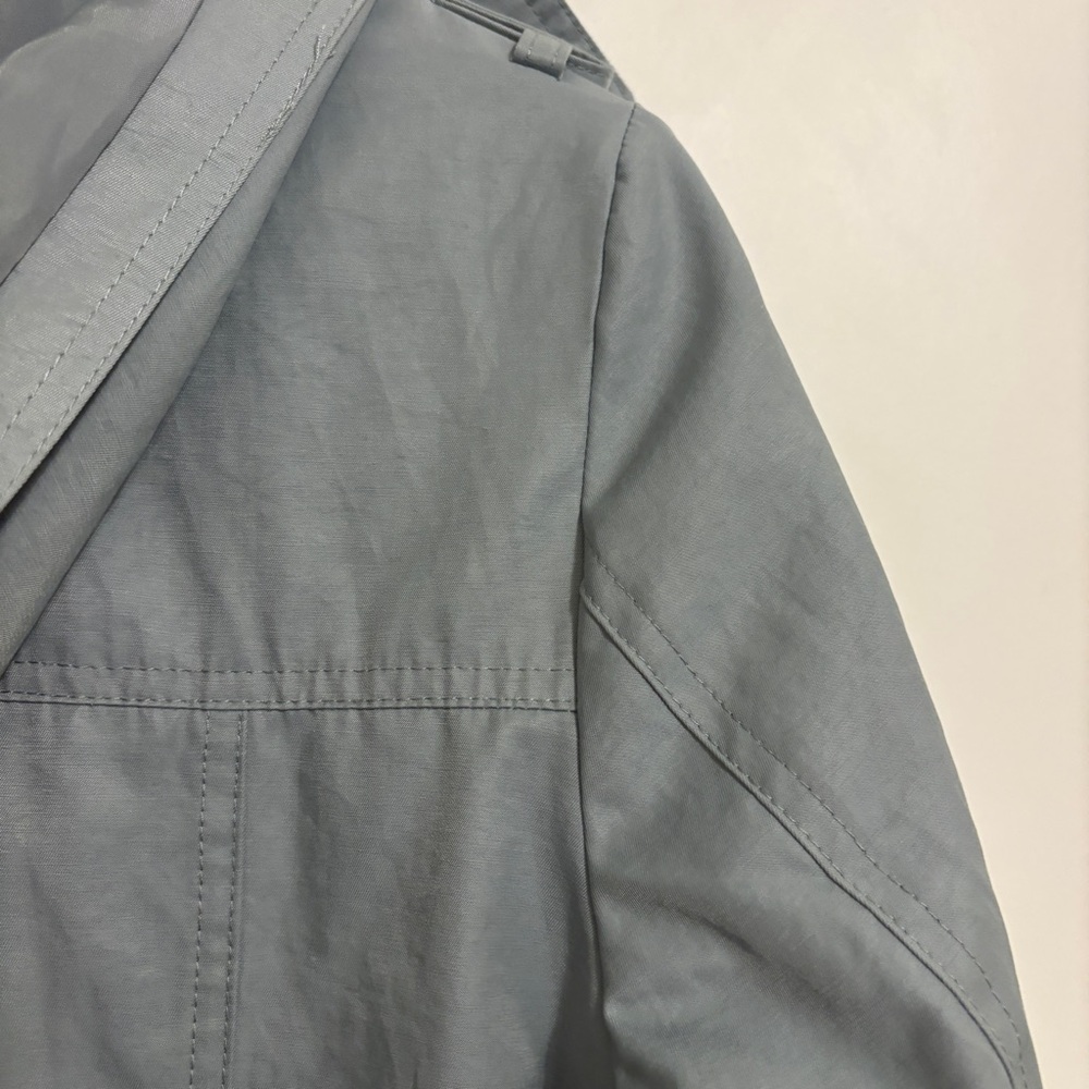 Rachel Zoe dusty sage blue hooded trench coat sz medium - Picture 2 of 14